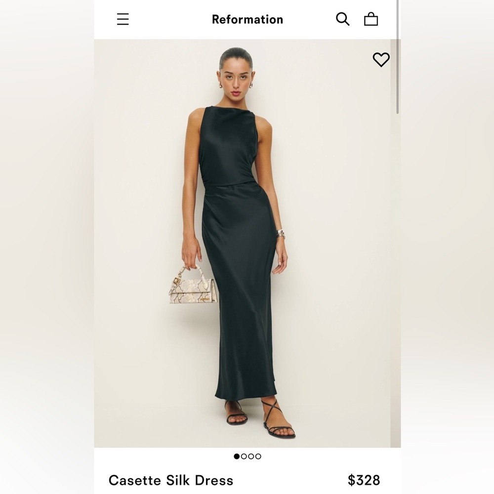 Reformation cassette silk dress in black